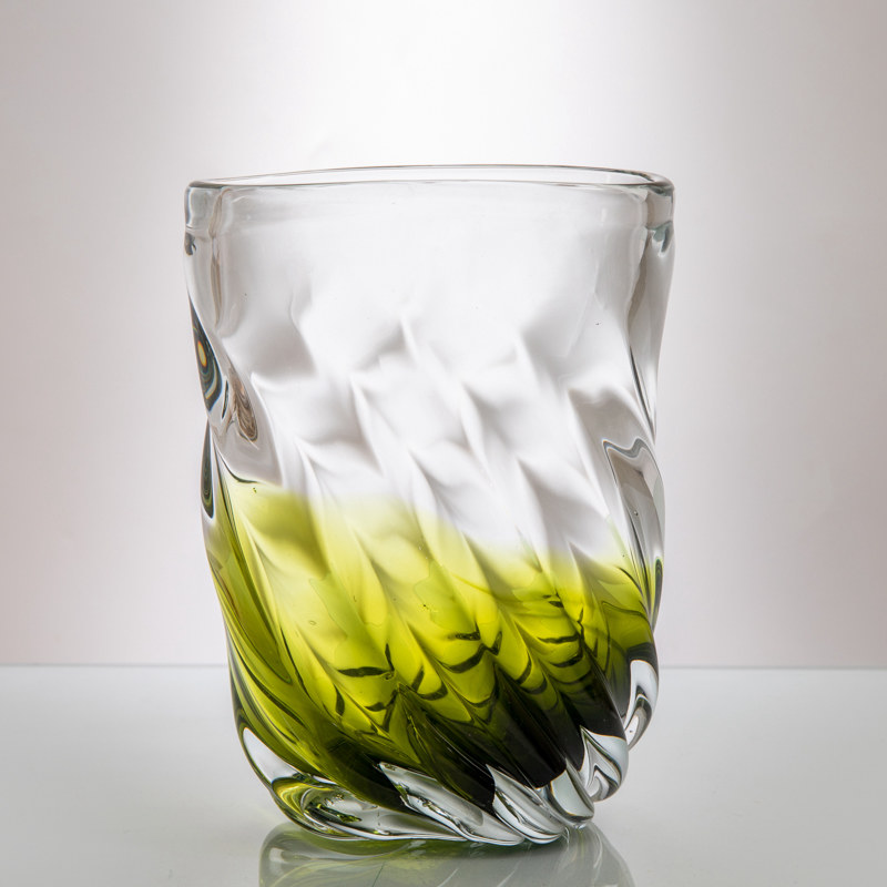 Clear & Green Vase